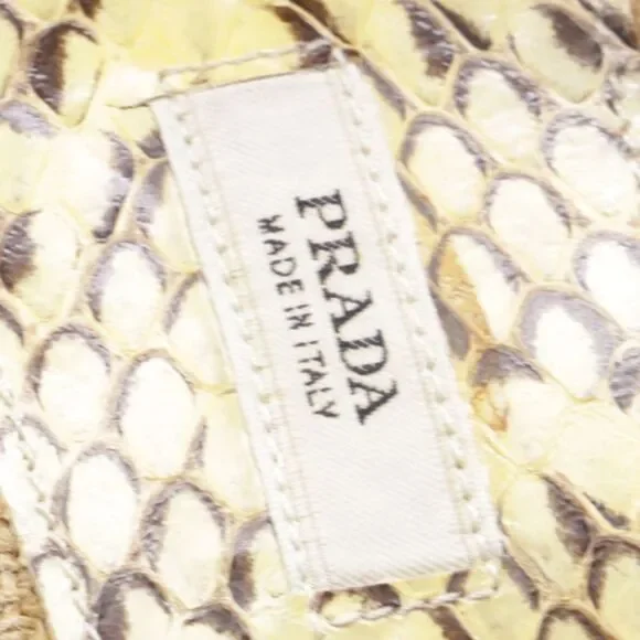 Prada Embellished Snakeskin Accent Sandal Heels in Beige Jute Linen - Picture 7 of 12